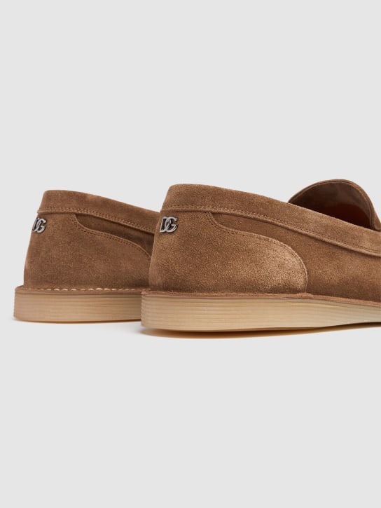 Dolce&Gabbana: New Florio suede loafers - Nocciola - men_4 | Luisa Via Roma