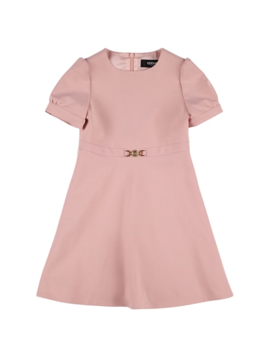Versace: Compact jersey dress w/ logo buckle - Pembe - kids-girls_0 | Luisa Via Roma