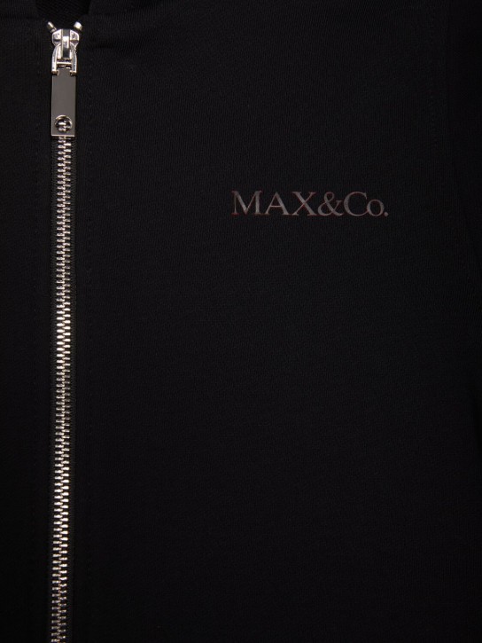 MAX&Co.: Cotton zip-up hooded sweatshirt - Siyah - kids-girls_1 | Luisa Via Roma