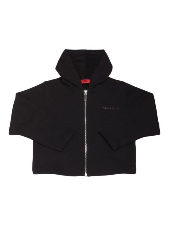 MAX&Co.: Sweat-shirt zippé en coton à capuche - Noir - kids-girls_0 | Luisa Via Roma