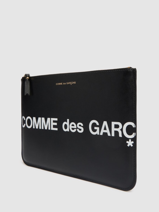 Comme des Garçons Wallet: Grande pochette en cuir à logo - Noir - men_1 | Luisa Via Roma