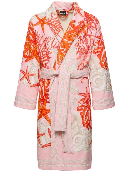 Versace: Barocco De La Mer bathrobe - Pink - ecraft_0 | Luisa Via Roma