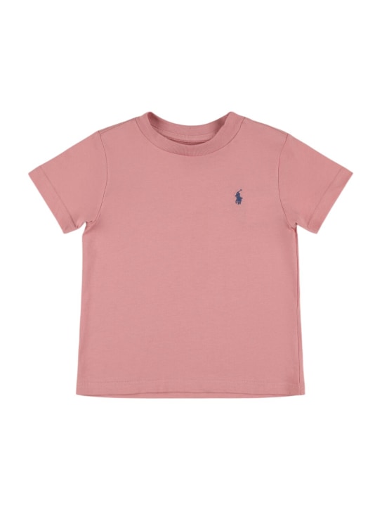 Polo Ralph Lauren: Camiseta de jersey de algodón con logo bordado - Rosa - kids-boys_0 | Luisa Via Roma