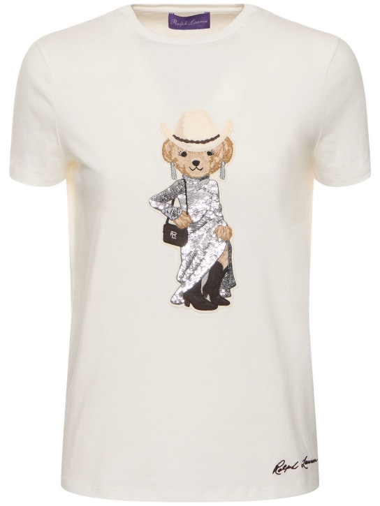 Ralph Lauren Collection: T-Shirt aus Baumwolljersey „Western Bear“ - Weiß - women_0 | Luisa Via Roma