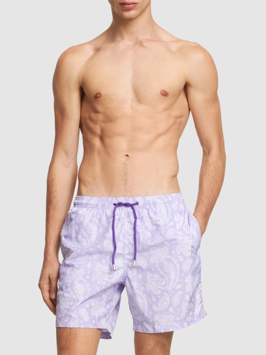 Mc2 Saint Barth: Paisley print ultralight swim shorts - Purple/Pink - men_1 | Luisa Via Roma