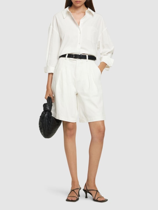 The Frankie Shop: Xavier cotton denim Bermuda shorts - White - women_1 | Luisa Via Roma