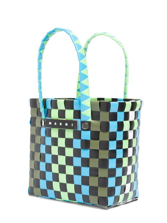 Marni Junior: Bolso bucket de tejido color block - Verde/Multi - kids-girls_1 | Luisa Via Roma