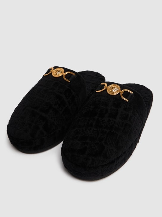 Versace: Icon slippers - Black - ecraft_1 | Luisa Via Roma