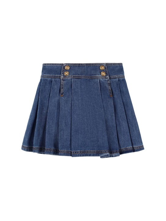 Versace: Falda de denim de algodón - Azul - kids-girls_0 | Luisa Via Roma