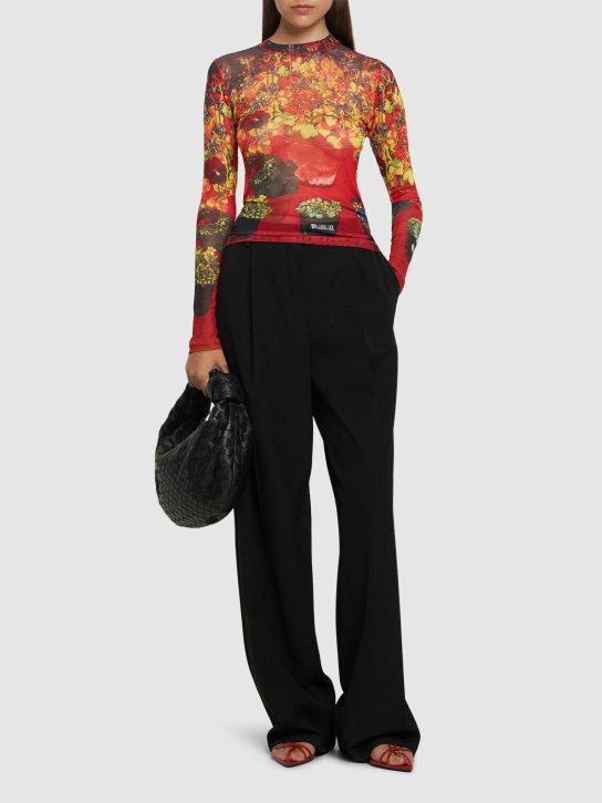 JW Anderson: Printed sheer tech long sleeve top - Red/Multi - women_1 | Luisa Via Roma