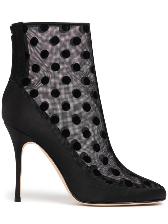 Manolo Blahnik: 105mm Mukinka mesh ankle boots - Black - women_0 | Luisa Via Roma