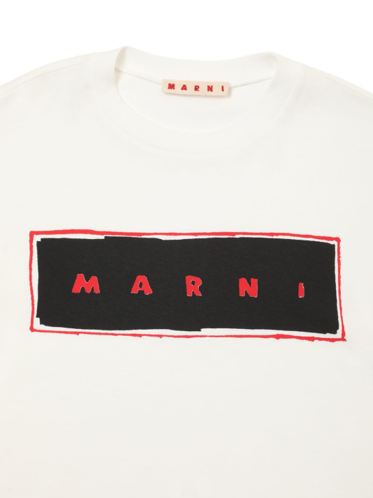 Marni Junior: T-shirt maniche lunghe in cotone con logo - Bianco - kids-girls_1 | Luisa Via Roma