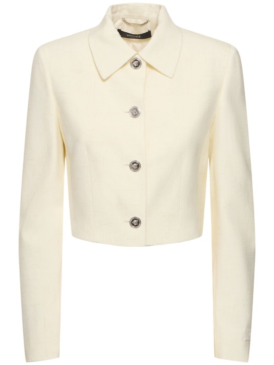 Versace: Viscose & silk jacket - Beyaz - women_0 | Luisa Via Roma