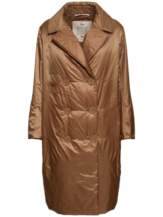 Max Mara: Greenco padded waterproof long jacket - Kahverengi - women_0 | Luisa Via Roma