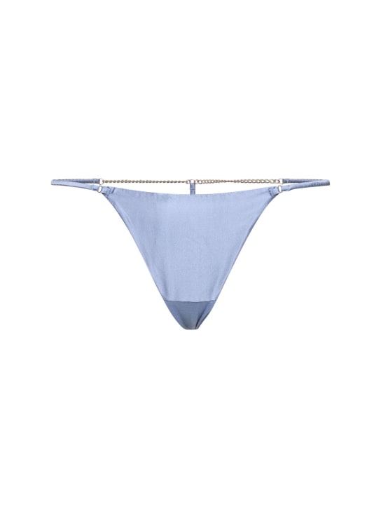 Fleur Du Mal: Chain luxe satin silk thong - women_0 | Luisa Via Roma