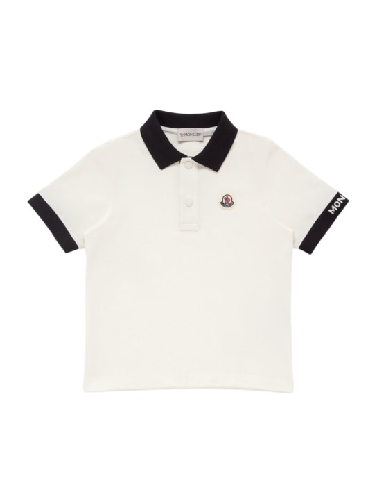 Moncler: Polo de algodón piquet - Blanco - kids-boys_0 | Luisa Via Roma