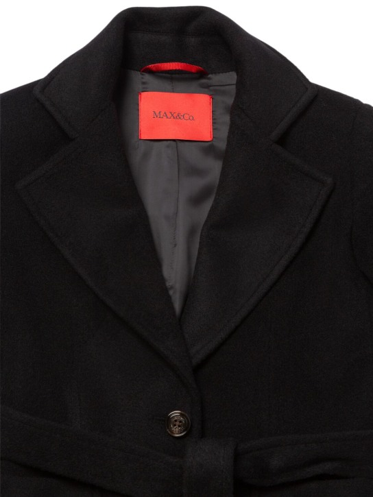 MAX&Co.: Belted wool coat - Black - kids-girls_1 | Luisa Via Roma