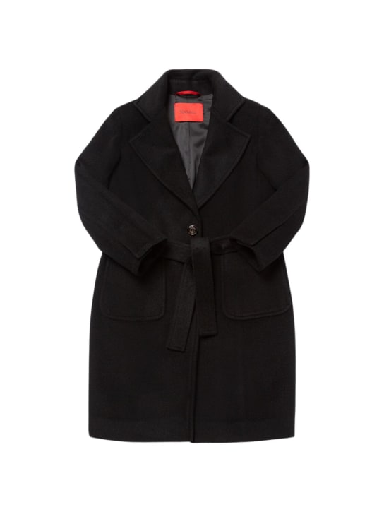 MAX&Co.: Belted wool coat - Black - kids-girls_0 | Luisa Via Roma