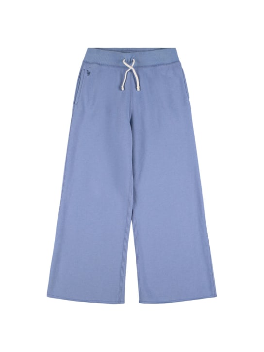 Polo Ralph Lauren: Pantaloni in felpa di misto cotone con coulisse - Celeste - kids-girls_0 | Luisa Via Roma