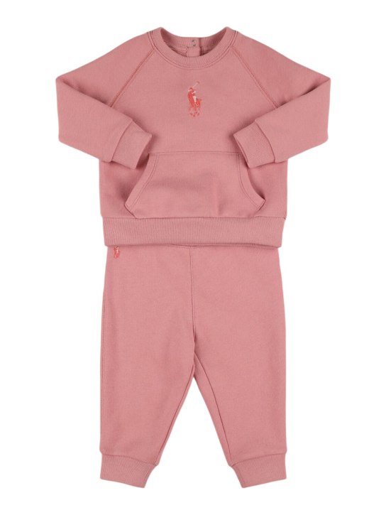 Polo Ralph Lauren: Cotton blend sweatshirt & sweatpants - Pembe - kids-girls_0 | Luisa Via Roma