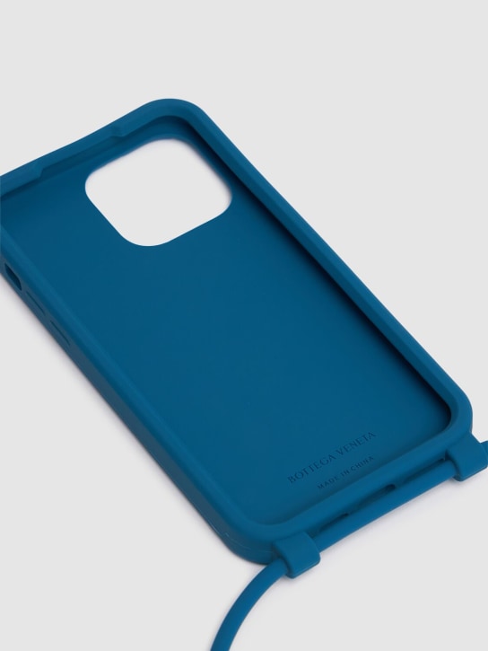 Bottega Veneta: Intreccio rubber iPhone 14 Pro Max case - Deep Pacific - men_1 | Luisa Via Roma