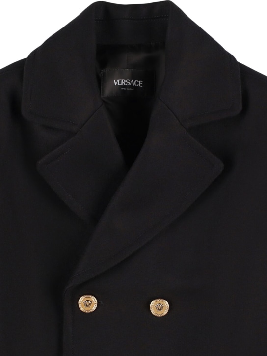 Versace: Wool blend coat - Black - kids-boys_1 | Luisa Via Roma