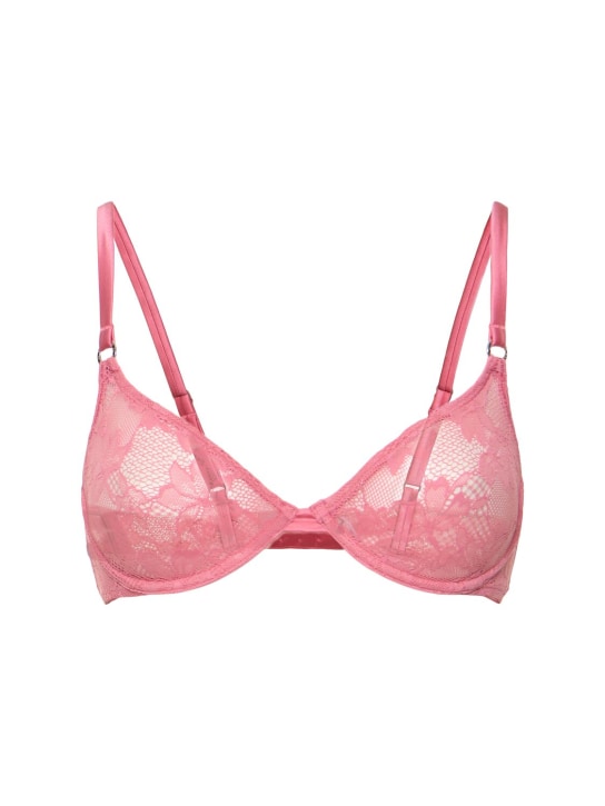 Fleur Du Mal: Le Stretch Multifit lace demi bra - Pink - women_0 | Luisa Via Roma