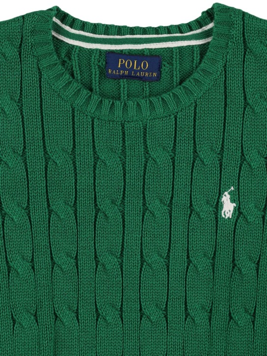 Polo Ralph Lauren: Embroidered logo wool knit sweater - Green - kids-boys_1 | Luisa Via Roma