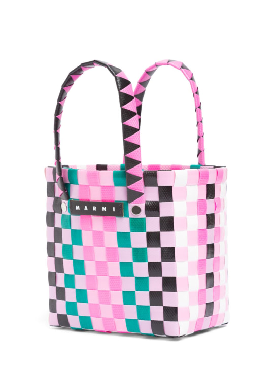 Marni Junior: Color block woven bucket bag - Pink/Multi - kids-girls_1 | Luisa Via Roma