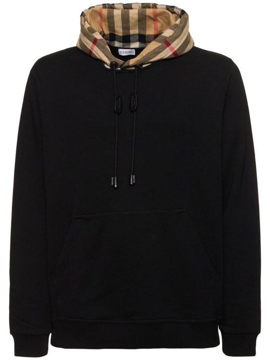 Burberry: Samuel cotton blend zip hoodie - Black - men_0 | Luisa Via Roma