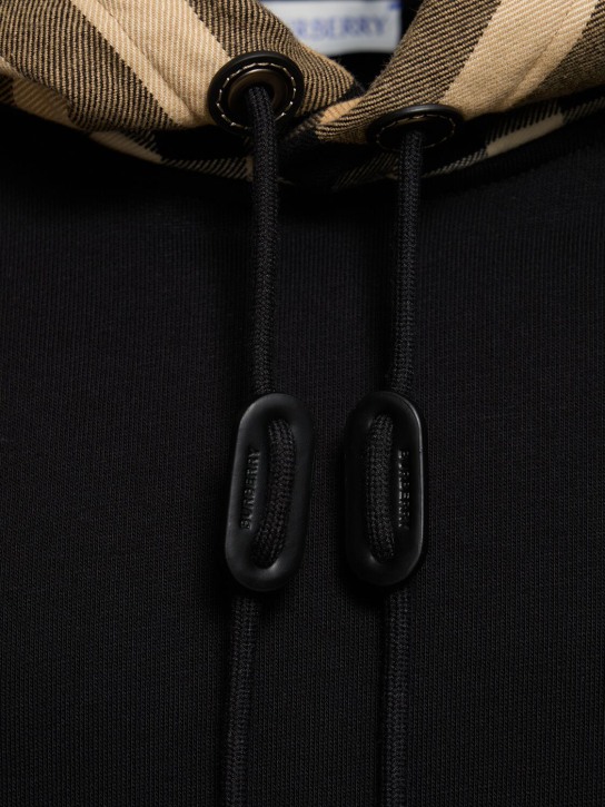 Burberry: Samuel cotton blend zip hoodie - Black - men_1 | Luisa Via Roma