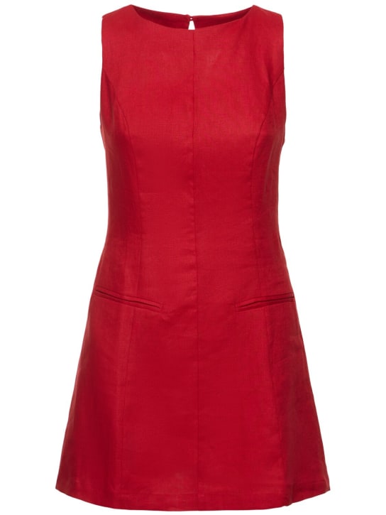 Reformation: Citron linen mini dress - Red - women_0 | Luisa Via Roma