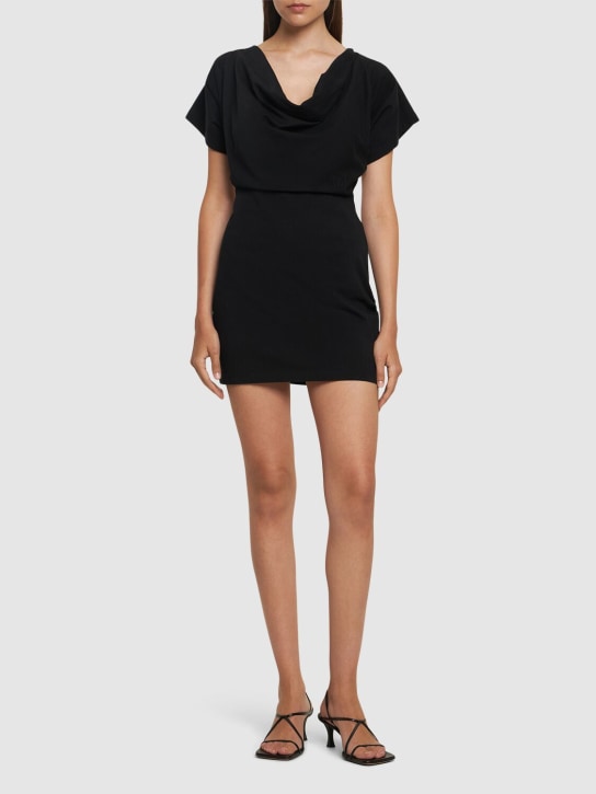 Alexander Wang: Cotton mini dress w/ open back - Black - women_1 | Luisa Via Roma
