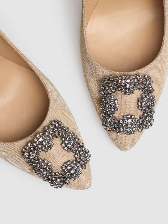 Manolo Blahnik: 105毫米Hangisi亮粉高跟鞋 - 金色 - women_3 | Luisa Via Roma