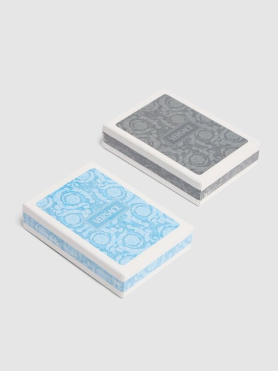 Versace: 2 Decks of Barocco playing cards - Silver - ecraft_1 | Luisa Via Roma
