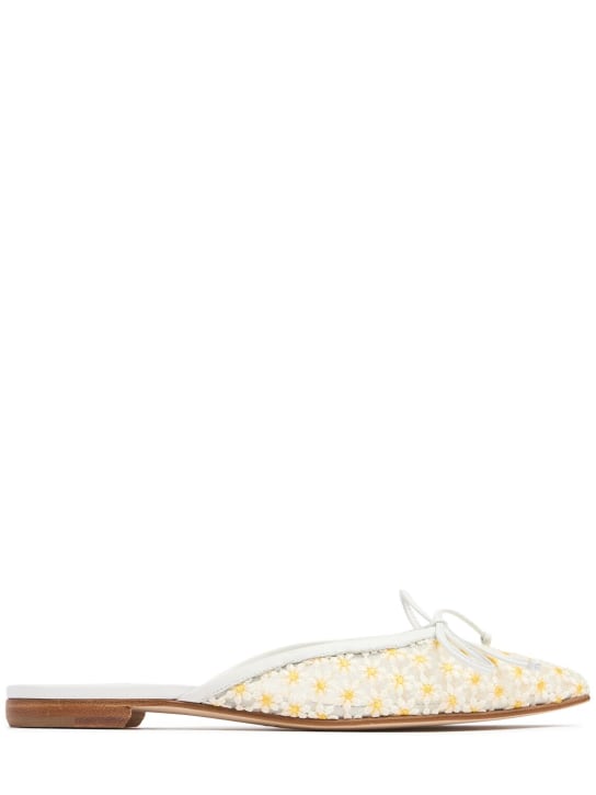 Manolo Blahnik: Mules de encaje 10mm - Blanco/Amarillo - women_0 | Luisa Via Roma