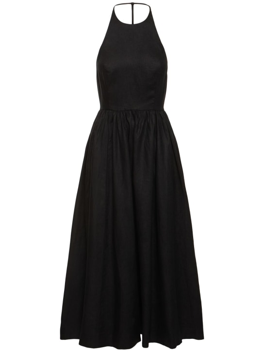 Reformation: Percy linen midi dress - Siyah - women_0 | Luisa Via Roma