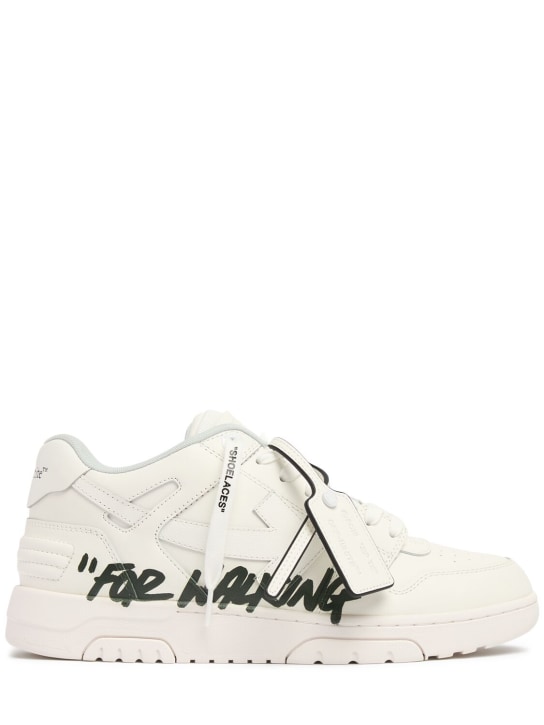 Off-White: Out Of Office leather sneakers - Beyaz - men_0 | Luisa Via Roma