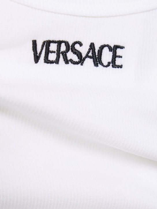 Versace: Ribbed cotton blend tank top - Optic White - men_2 | Luisa Via Roma