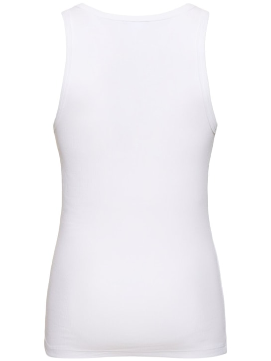 Versace: Ribbed cotton blend tank top - Optic White - men_3 | Luisa Via Roma