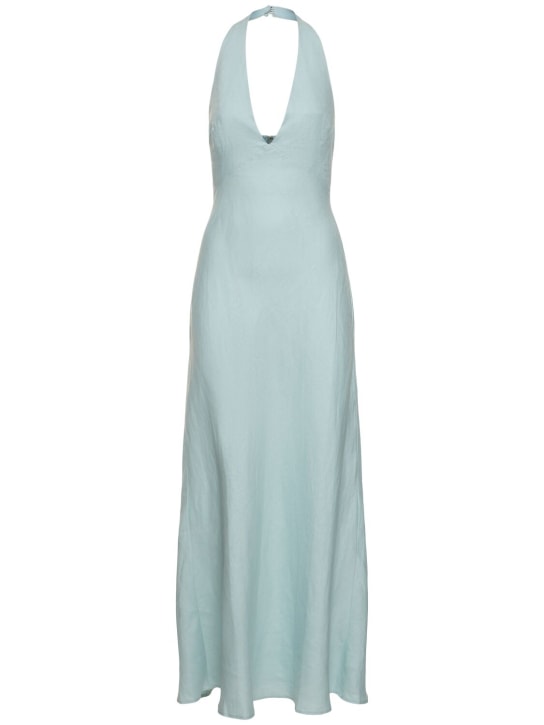 Reformation: Delilah linen long dress - Aquamarine - women_0 | Luisa Via Roma