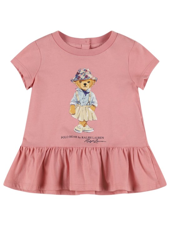 Polo Ralph Lauren: Vestito in jersey di cotone stampato - Rosa - kids-girls_0 | Luisa Via Roma