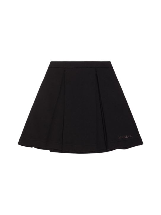 MAX&Co.: Cotton gabardine pleated mini skirt - Siyah - kids-girls_0 | Luisa Via Roma