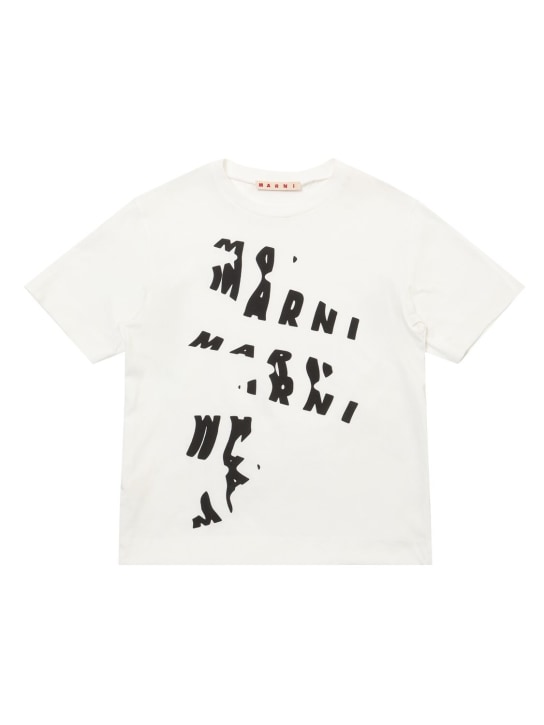 Marni Junior: T-shirt en jersey de coton imprimé - Blanc - kids-girls_0 | Luisa Via Roma