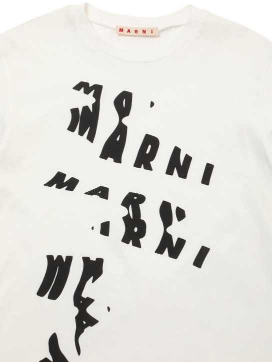 Marni Junior: 印花棉质平纹针织T恤 - 白色 - kids-girls_1 | Luisa Via Roma