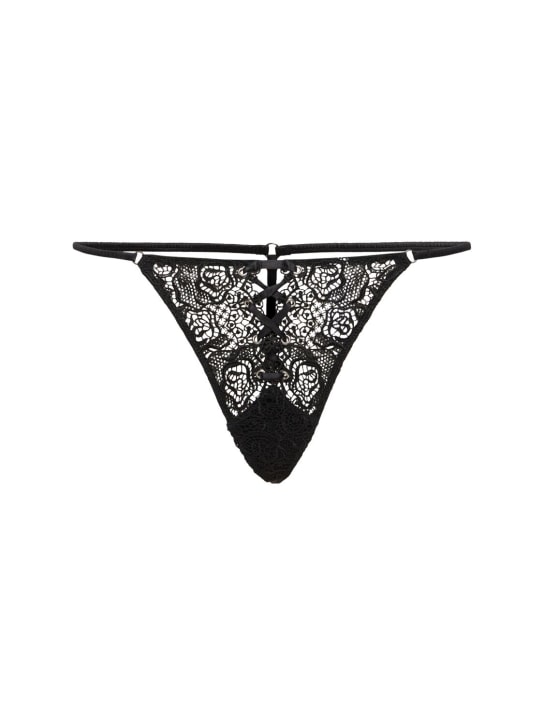 Fleur Du Mal: Grommet embroidered thong - women_0 | Luisa Via Roma