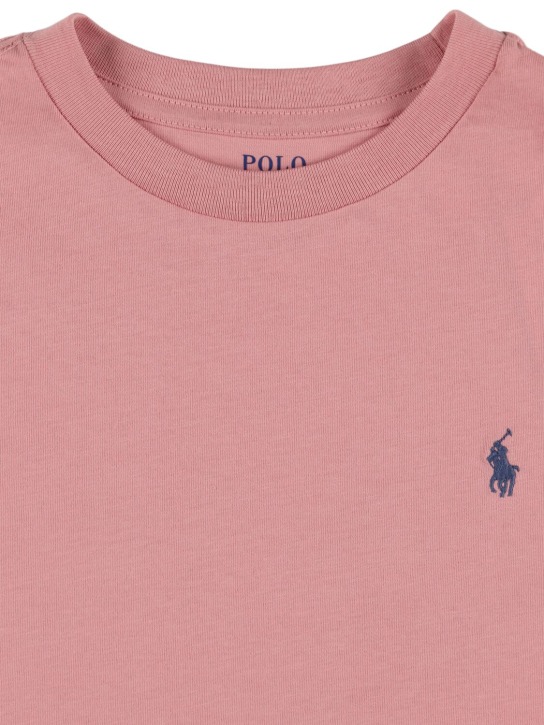 Polo Ralph Lauren: Camiseta de jersey de algodón con logo bordado - Rosa - kids-boys_1 | Luisa Via Roma