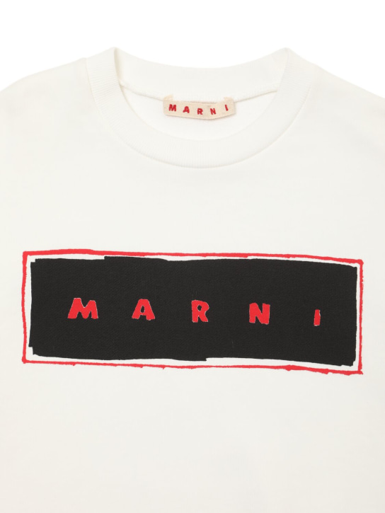 Marni Junior: Sweat-shirt en coton à logo - Blanc - kids-girls_1 | Luisa Via Roma
