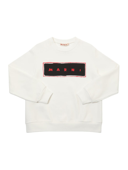 Marni Junior: Cotton crewneck sweatshirt w/logo - White - kids-boys_0 | Luisa Via Roma