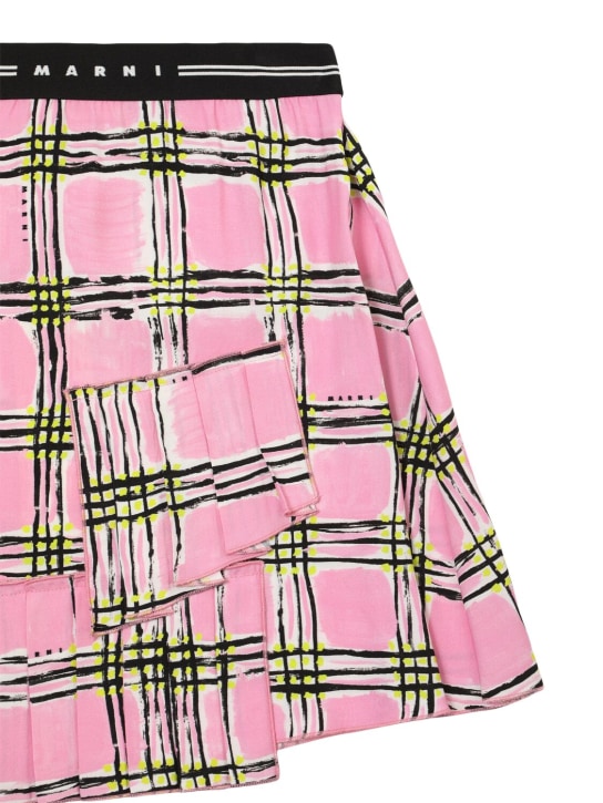 Marni Junior: Check print viscose skirt - Pink/Multi - kids-girls_1 | Luisa Via Roma